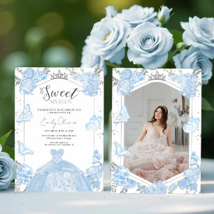 Invitación a la fotografía Sweet 16 Duste Blue D