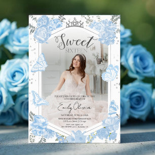 Invitación a la fotografía Sweet 16 Mariposa azu