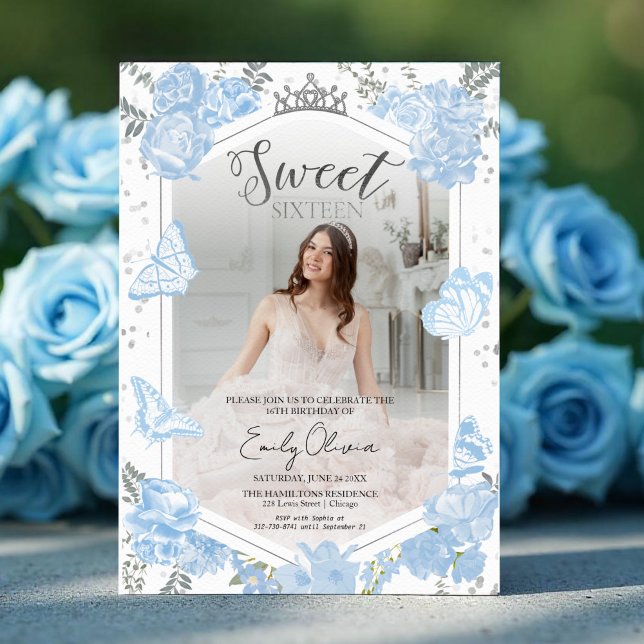 Invitación a la fotografía Sweet 16 | Mariposa azu (Subido por el creador)