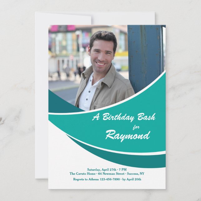 Invitación a la fotografía Verde azulada moderna (Anverso)