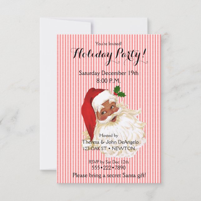 Invitación a la franja blanca roja de Papá Noel Ne (Anverso)