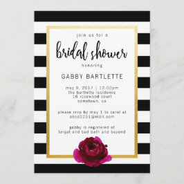 Invitación a la franja blanca y negra con ducha de