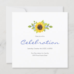 Invitación a la franja de girasol con color de agu