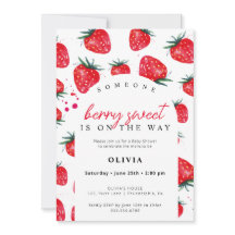Invitación a la fresa de Baby Shower dulce Berry