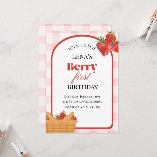 Invitación a la fresa del primer cumpleaños de Ber (Anverso/Reverso In Situ)