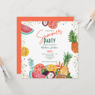Invitación a la fruta tropical fiesta de verano