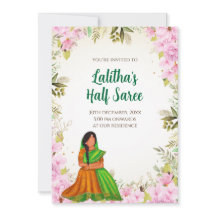 Invitación a la función de sari indio de Half Sare