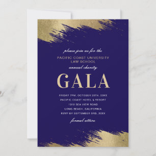 Invitación a la Gala Azul Dorada Evento Formal