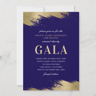 Invitación a la Gala Azul Dorada Evento Formal