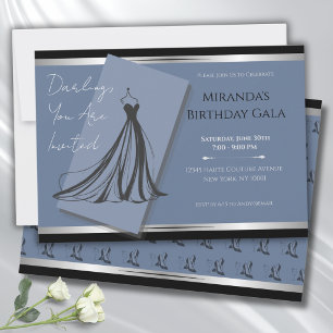 Invitación a la Gala de Moda Azul Cerúleo Chic