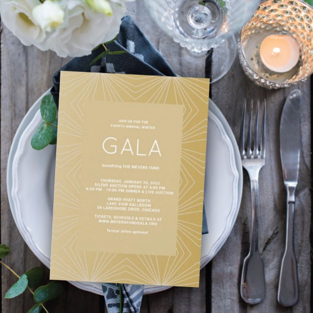 Invitación a la Gala moderna geométrica de oro (Subido por el creador)