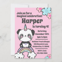 Invitación a la Girona Sweet Panda Unicorn