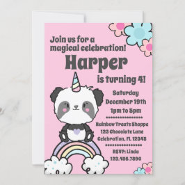 Invitación a la Girona Sweet Panda Unicorn