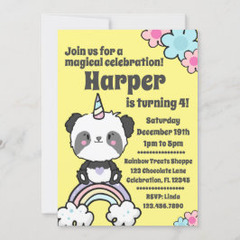 Invitación a la Girona Sweet Panda Unicorn