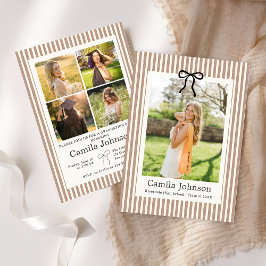 Invitación a la graduación con rayas neutras