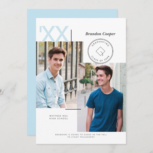 Invitación a la graduación contemporánea de Cap (Anverso / Reverso)