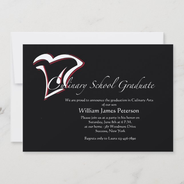 Invitación a la graduación culinaria (Anverso)
