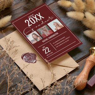 Invitación a la graduación de 3 fotos modernas