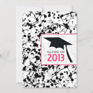Invitación a la graduación de Black Paint Splatter