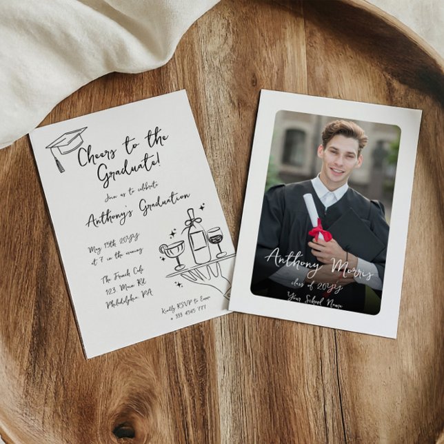 Invitación a la graduación de caligrafía dibujada  (Subido por el creador)