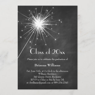 Invitación a la graduación de Chalkboard Sparkler
