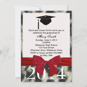 Invitación A La Graduación De Cinta Roja Y Leopard