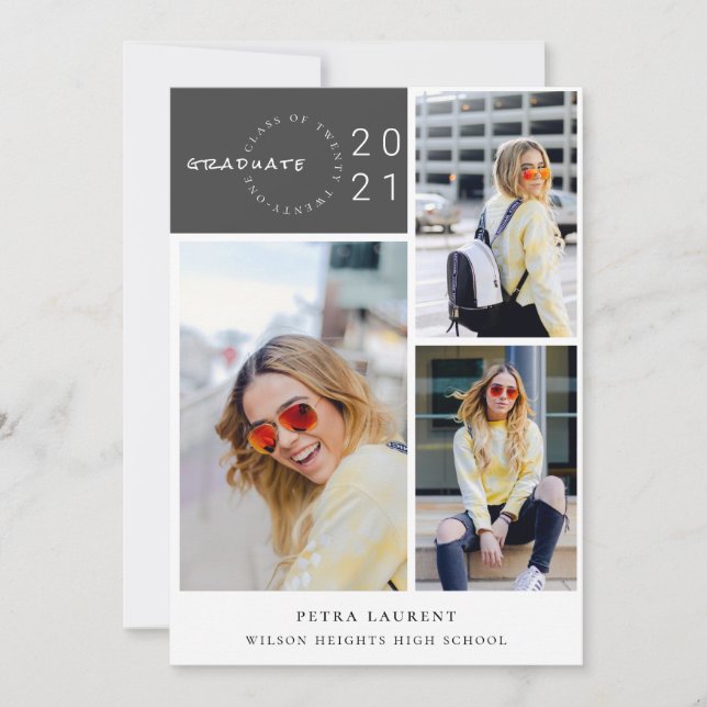Invitación a la graduación de Collage de fotos mod (Anverso)