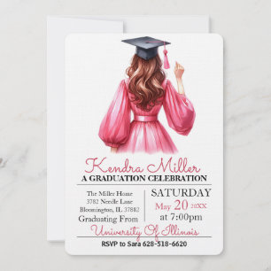 Invitación a la graduación de color de agua de la 