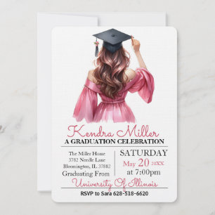 Invitación a la graduación de color de agua de la 