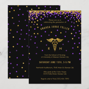 Invitación a la graduación de enfermeras de confet