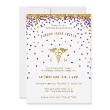 Invitación a la graduación de enfermeras de confet