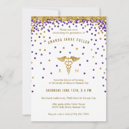 Invitación a la graduación de enfermeras de confet