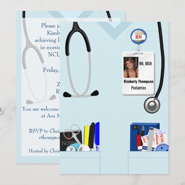Invitación a la graduación de Enfermería (Anverso / Reverso)