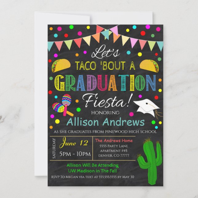 Invitación a la graduación de Fiesta (Anverso)