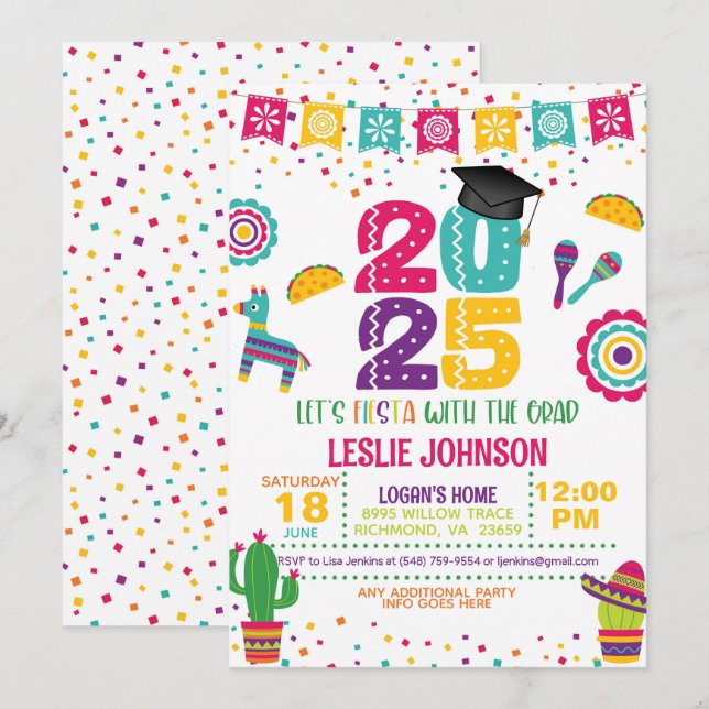 Invitación a la graduación de Fiesta 2025 (Anverso / Reverso)
