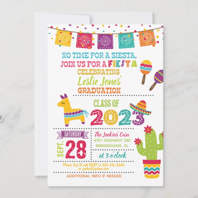 Invitación a la graduación de Fiesta - Blanco (202 (Anverso)