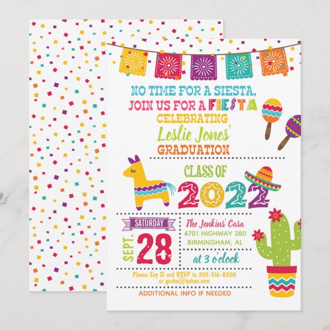 Invitación a la graduación de Fiesta - Qué (2022) (Anverso / Reverso)