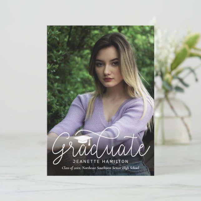 Invitación a la graduación de fotografías frontale (Anverso de pie)