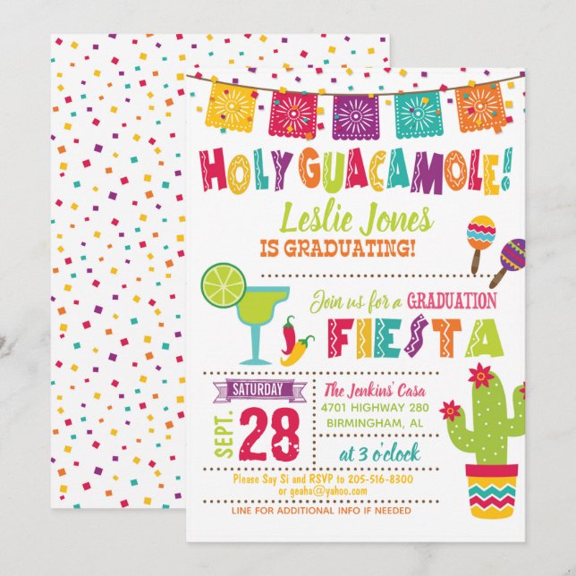 Invitación a la graduación de Guacamole Santo - WH (Anverso / Reverso)