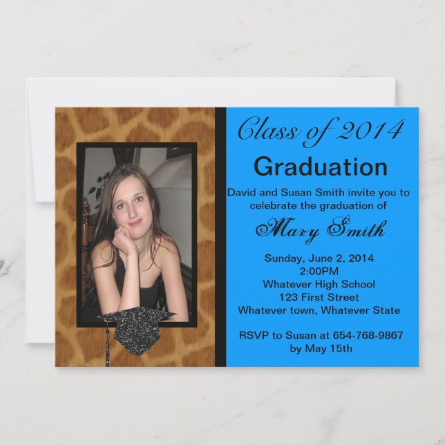Invitación a la graduación de la jirafa de la foto (Anverso)