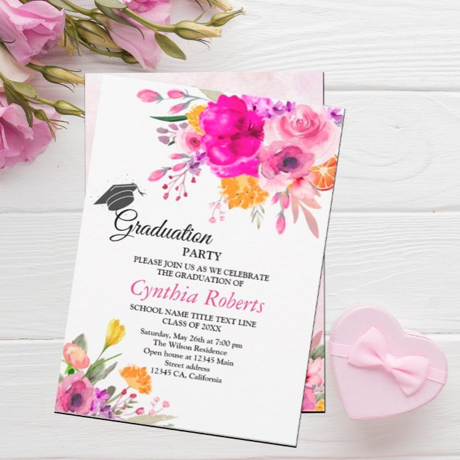 Invitación a la graduación de la primavera de las  (Wildflowers spring graduation invitation #floralgraduation #classof2024 #botanicalflowers
)