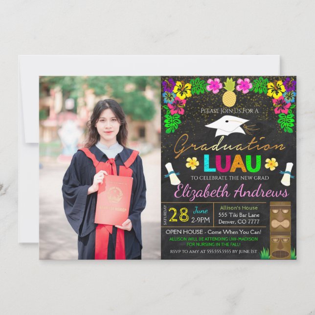 Invitación a la graduación de Luau (Anverso)