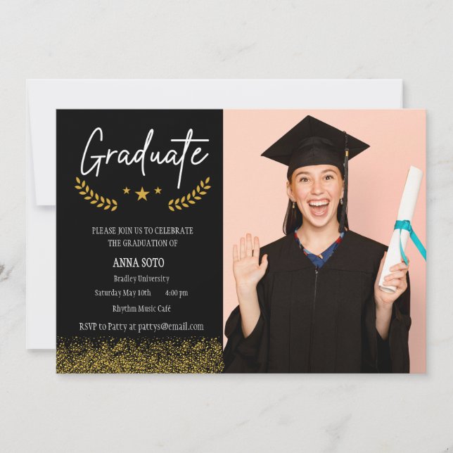 Invitación a la graduación, de moda, elegante (Anverso)