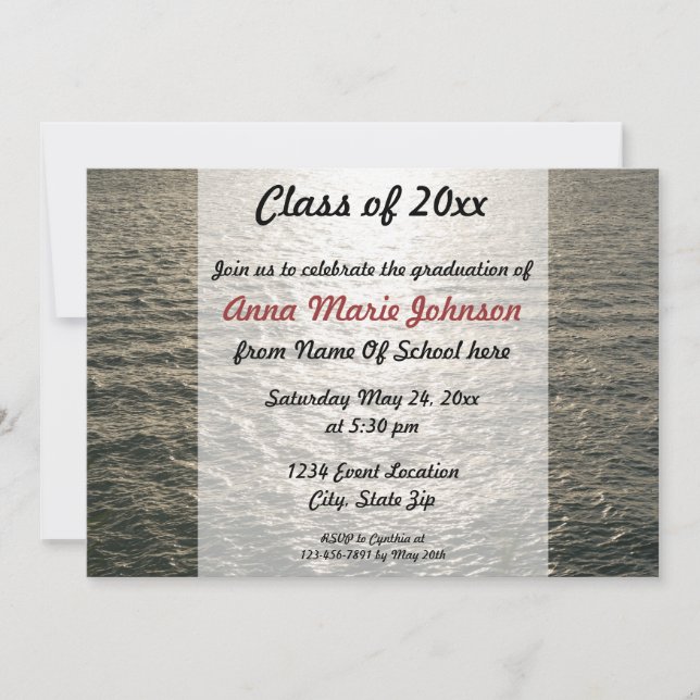 Invitación a la graduación de Ocean Sunset (Anverso)