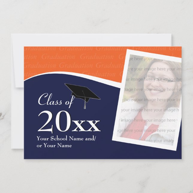 Invitación a la graduación de Personalizable azul  (Anverso)