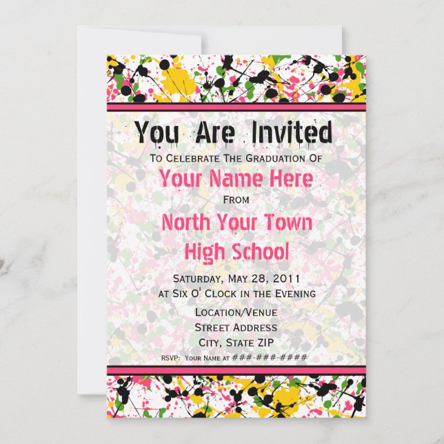 Invitación a la graduación de Plata Multicolor - 2 (Anverso)