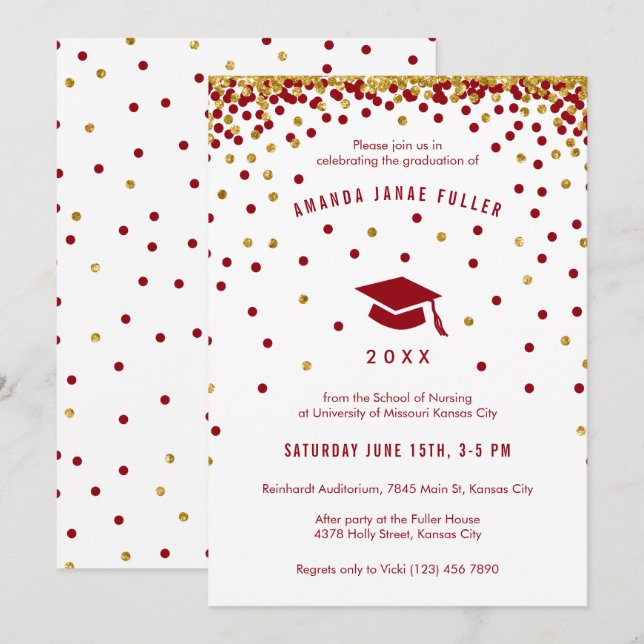 Invitación a la graduación de un marrón | Purpurin (Anverso / Reverso)