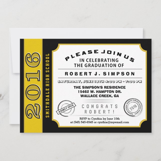 Invitación a la graduación del Black & Gold Ticket (Anverso)