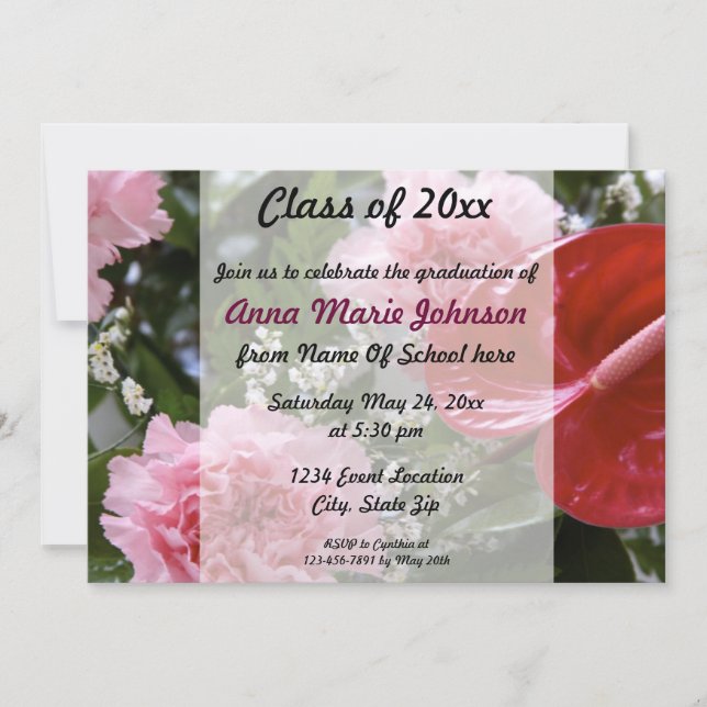 Invitación a la graduación floral (Anverso)