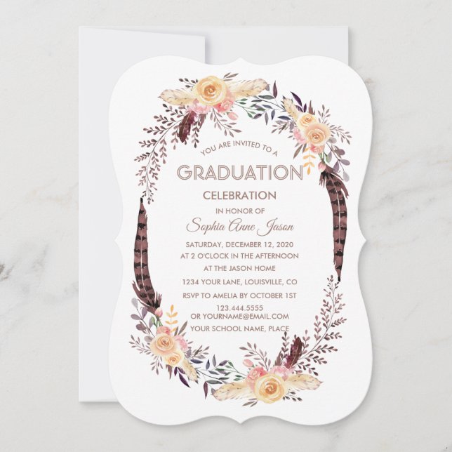 Invitación a la GRADUACIÓN floral de Charm Waterco (Anverso)